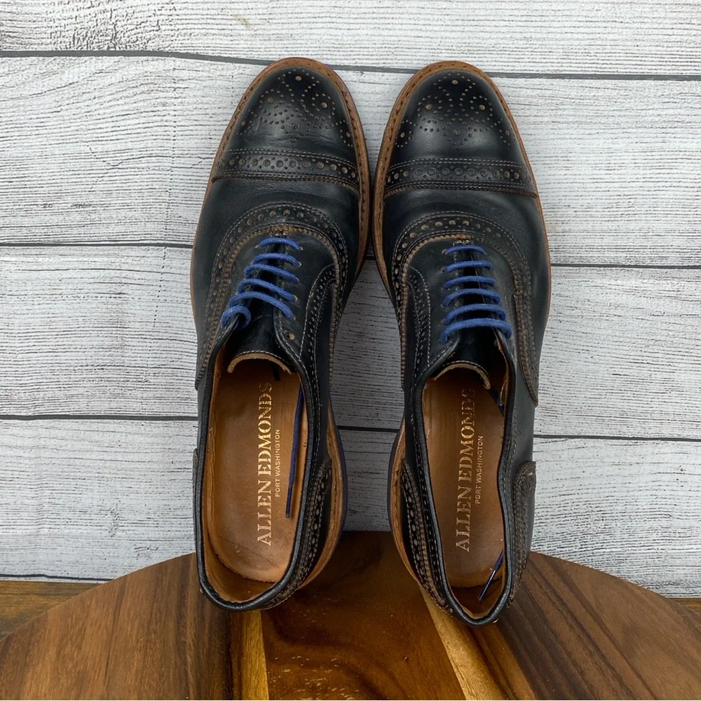 Allen Edmonds Strandmok Cap Toe Oxford Dainite Rubber Sole Black Leather Men’s 9